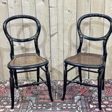 Pair of chairs Napoleon III XIXth in norci wood and mother-of-pearl inlay