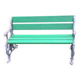Early 1900's wood and cast iron bench with dog's head and snakes