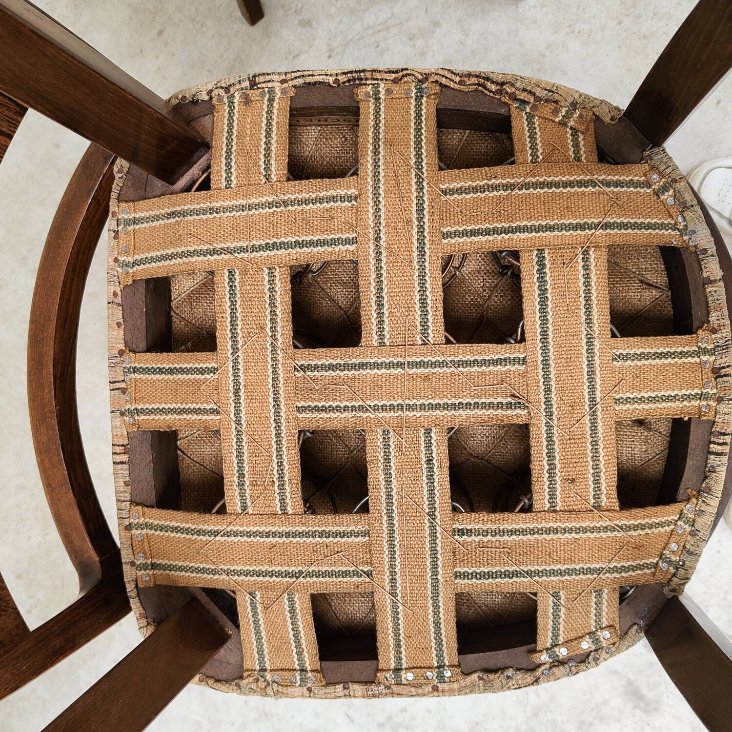 Set of 4 Fischel art deco chairs, fabric and walnut, year 30