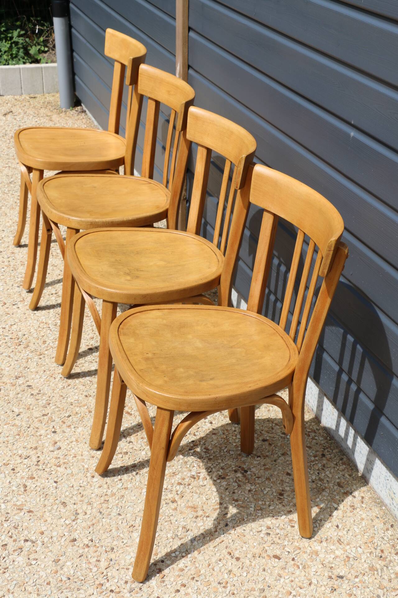 Set of 4 Baumann N°26 light beech chairs