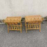 Pair of vintage rattan bedside tables