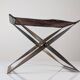 Folding Steel and Leather Stool, Denmark 1960s