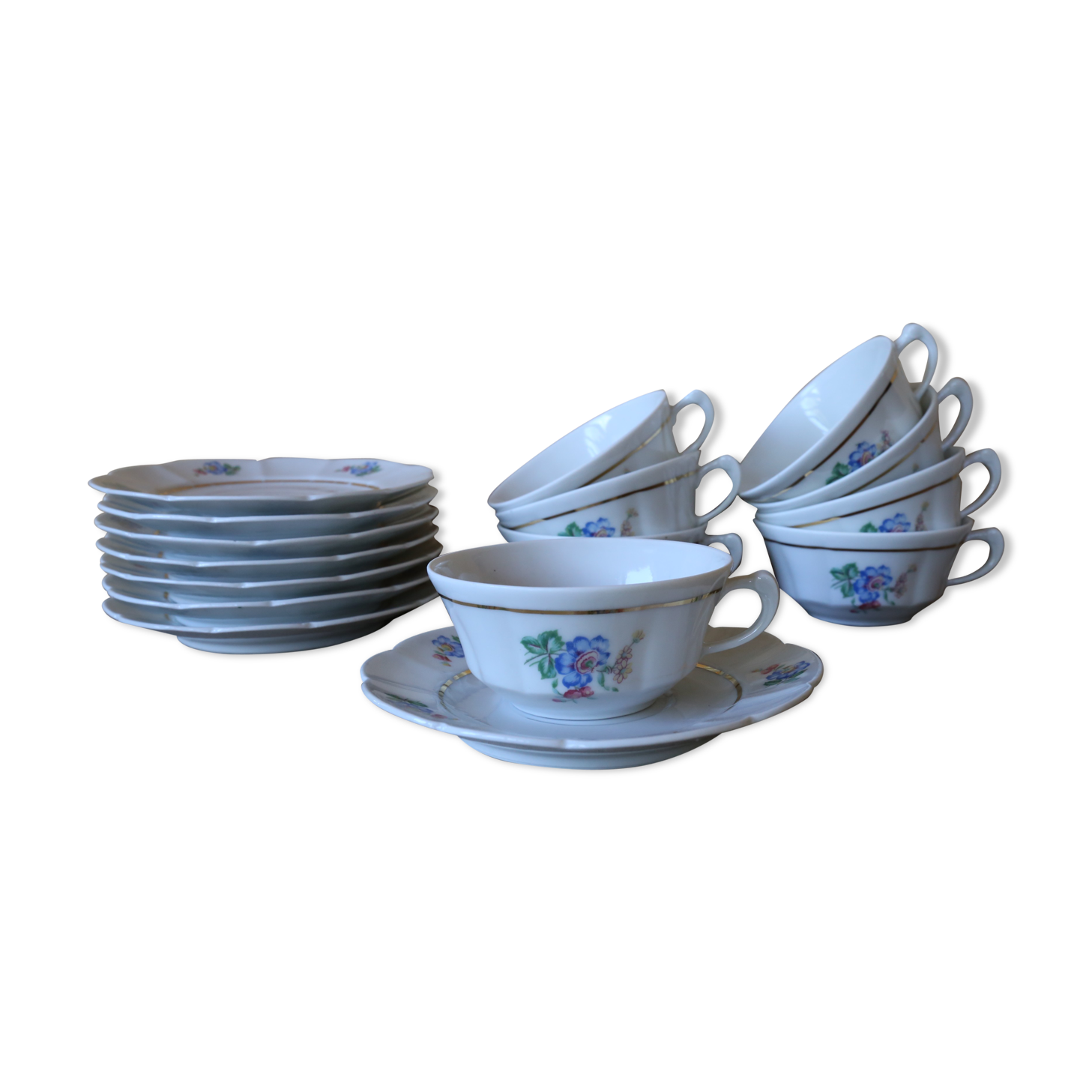 8 cups and their porcelain saucers