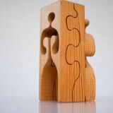 Puzzle in wood sculpture by Gunnar Kanevad for Gamla Linköping, Sweden, 1962.