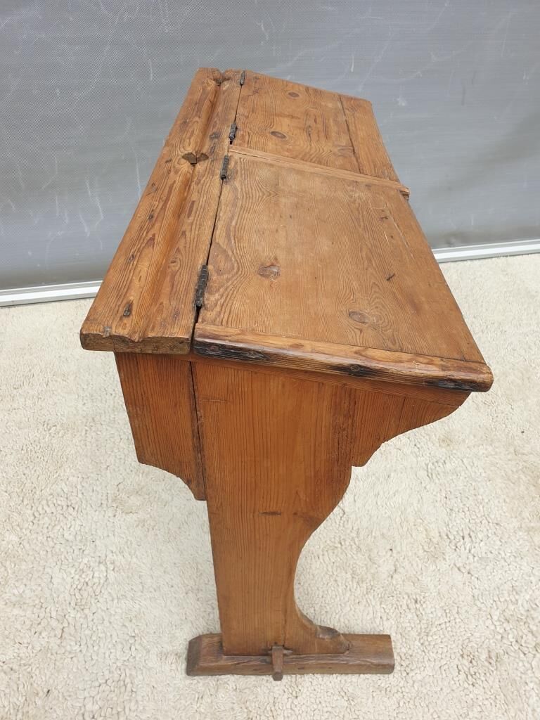 Double school wood desk from 1880 for decoration