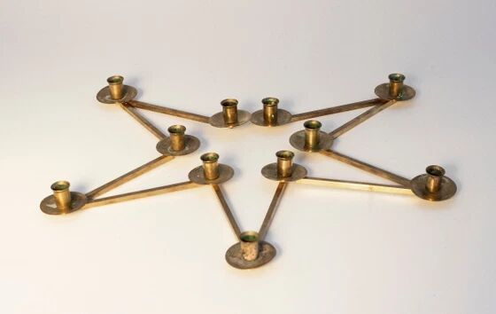 Lars Holmstrom Margareta brass candlestick for Arvika 11 candles 1940s