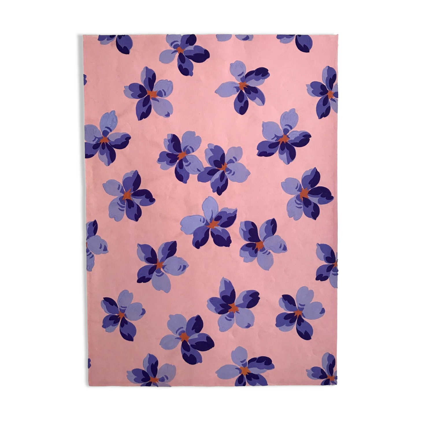 Original gouache on paper from Editions JEHLEM, floral decoration (purple), twentieth century, Paris