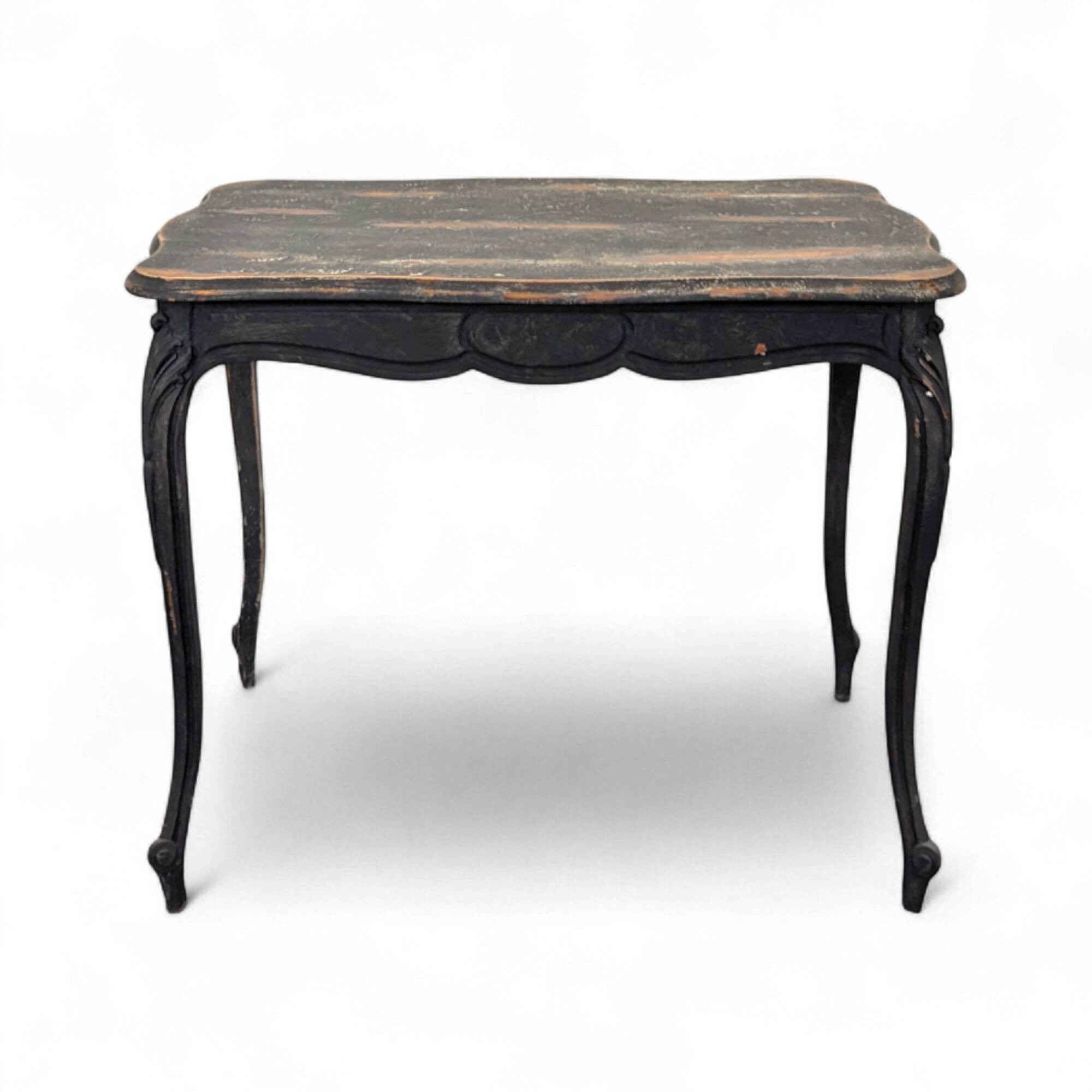 Table bureau réchampi patiné noir