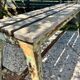 Garden bench in iron and wood and these 2 wooden stools