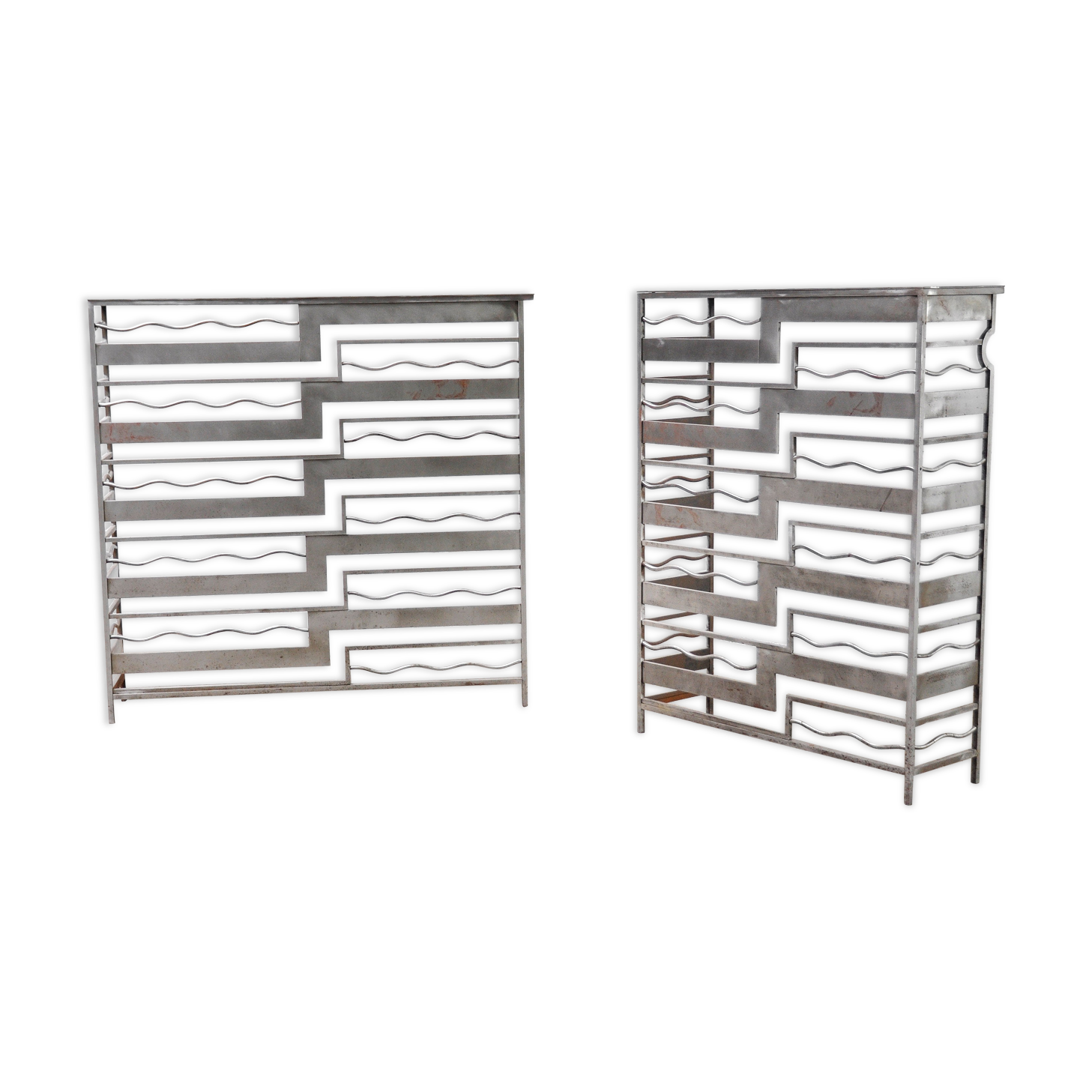 Vintage french metal geometric consoles