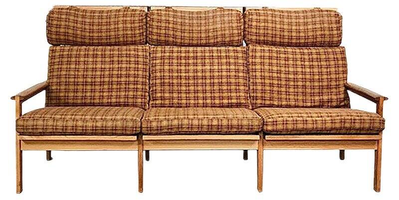 3-seater highback Capella sofa in oak by Illum Wikkelsø, Denmark 1960s