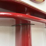 Red lacquered console and its mirror from the 80s