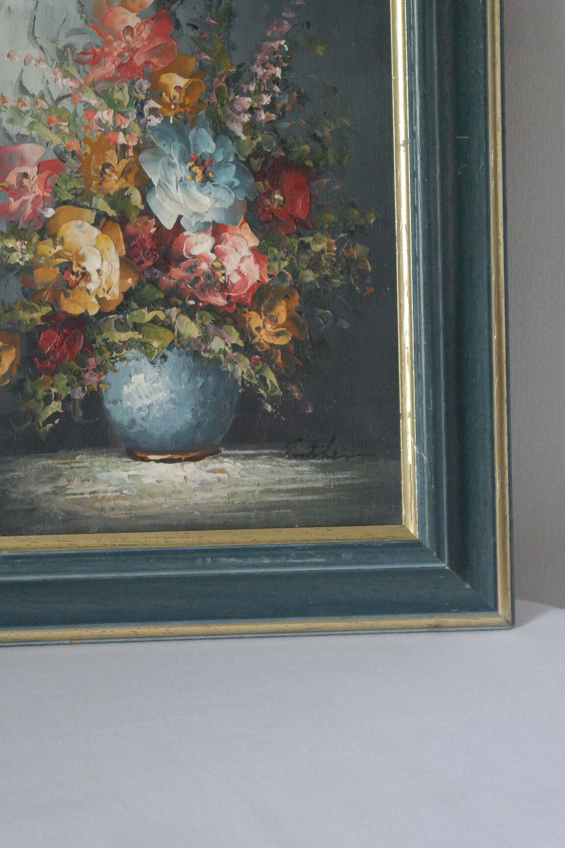 Painting bouquet of flowers oil on canvas