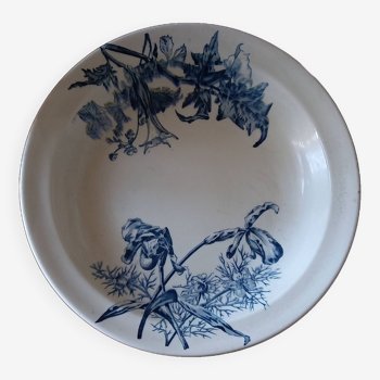 Large hollow earthenware dish Clairefontaine Sanejouand & Graves “Fleurs” 1890.