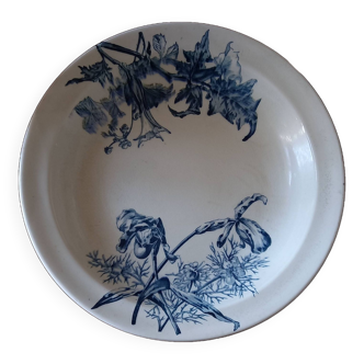 Large hollow earthenware dish Clairefontaine Sanejouand & Graves “Fleurs” 1890.