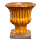 Vintage flowerpot, Medici vase, garden bowl, basin, orange enamel