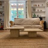 2 tables basse en travertin gigogne