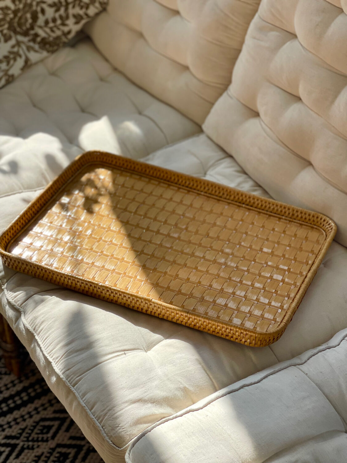 Vintage rattan tray
