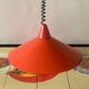 Vintage rise and fall pendant light in red lacquered metal