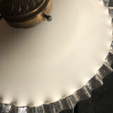 White opaline pendant lamp with lace