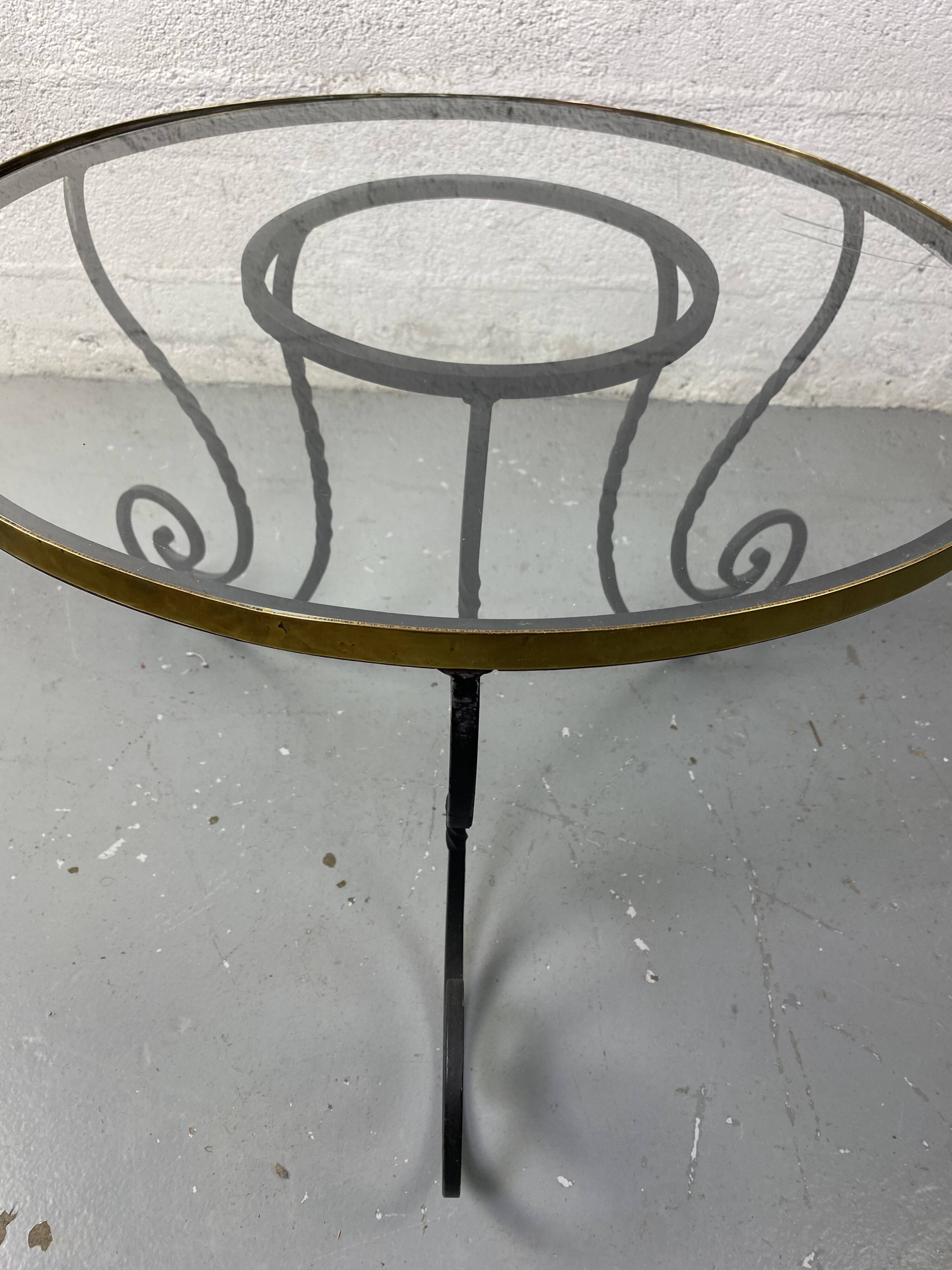 Wrought iron coffee table and glass top