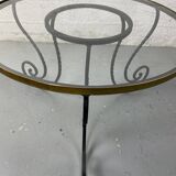 Table basse en fer forgé et plateau en verre
