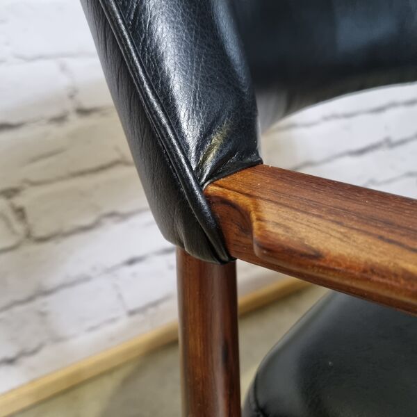 fauteuil En Palissandre Et cuir Par Erik Wortz Pour Soro Stolefabrik, Danemark 1960