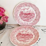 2 Italian English porcelain dinner plates: Swiss Landscape