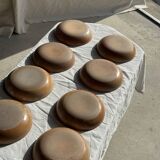 11 assiettes creuses artisanales vintage en grès mat