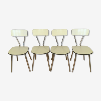 Série de 4 chaises en formica jaune pâle