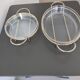 2 glass dishes with silvered steel frames from the 1960s, very good quality.
