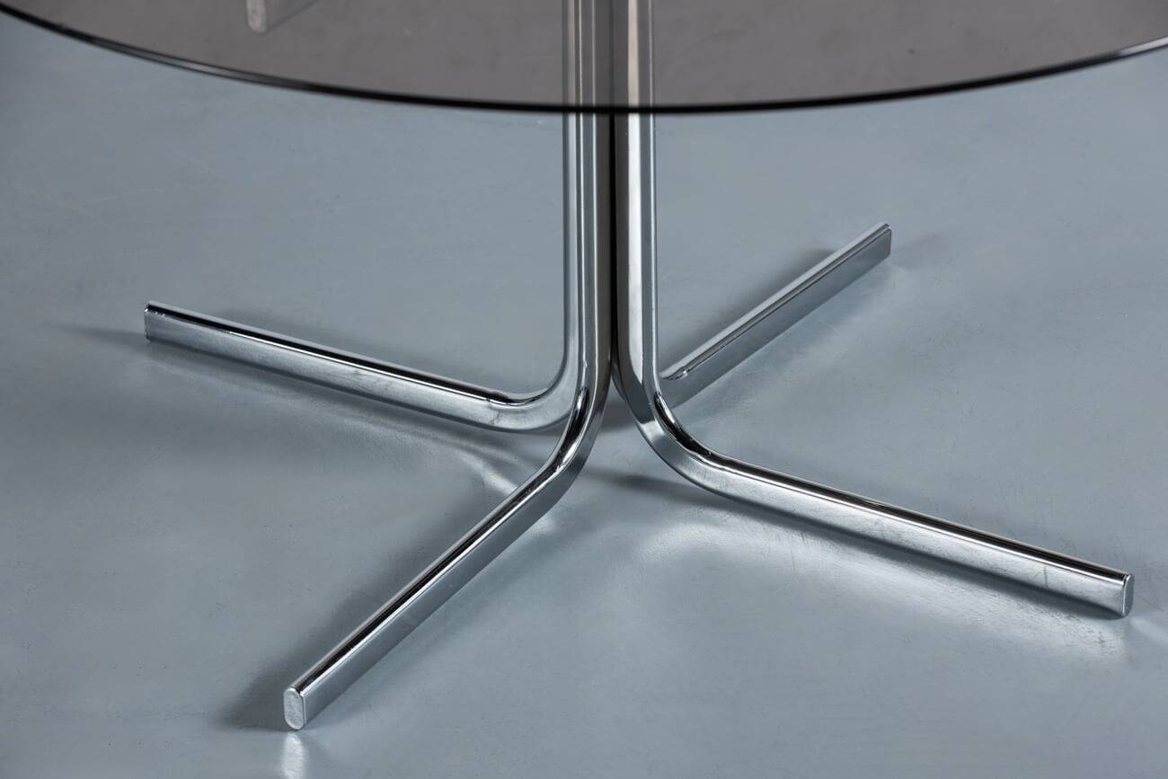 Vintage smoked glass and chrome coffee table, Denmark, 1970s