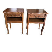 Pair of oak bedside tables with drawer and niche 1950