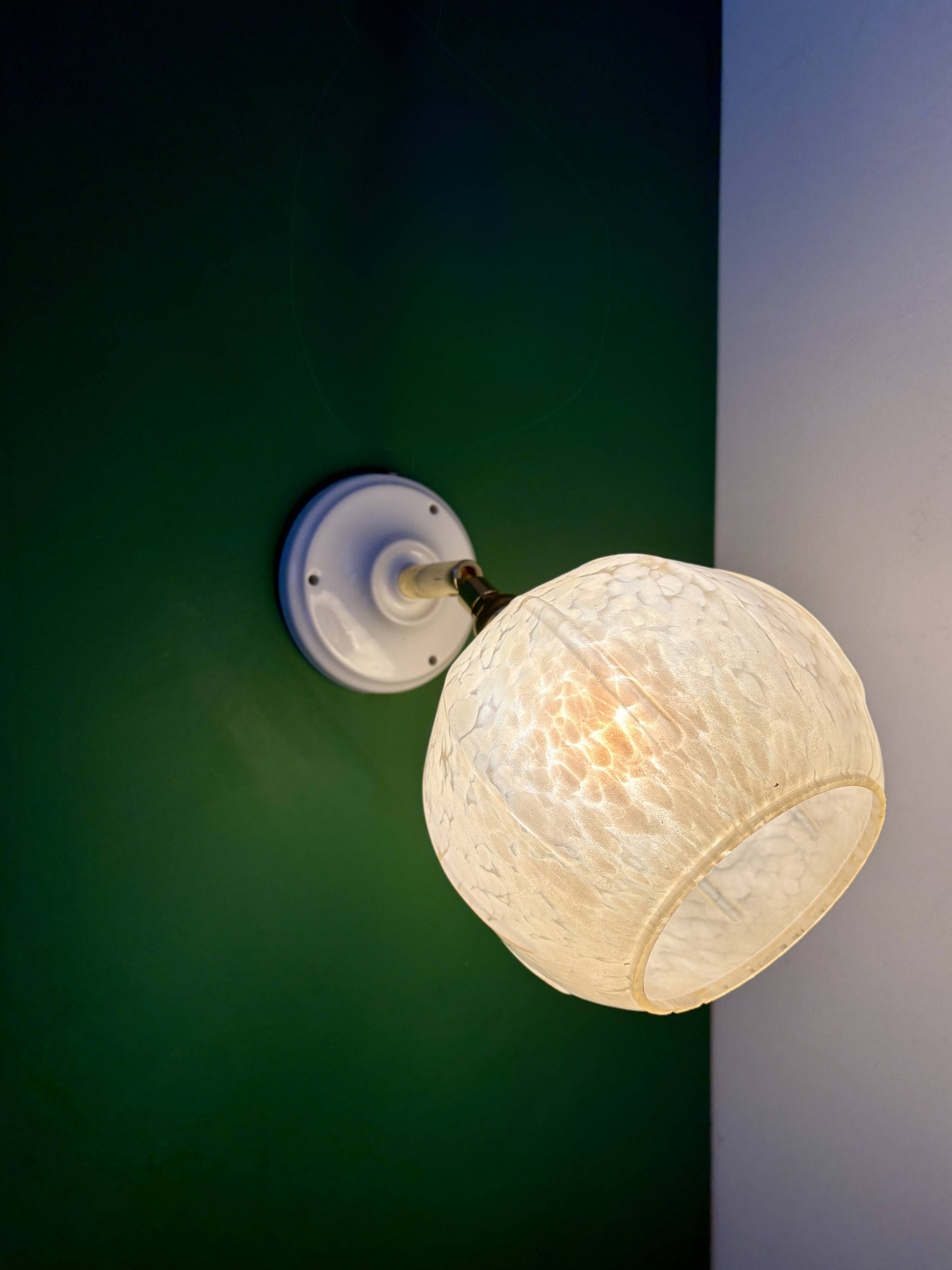 Vintage yellow glass globe wall light