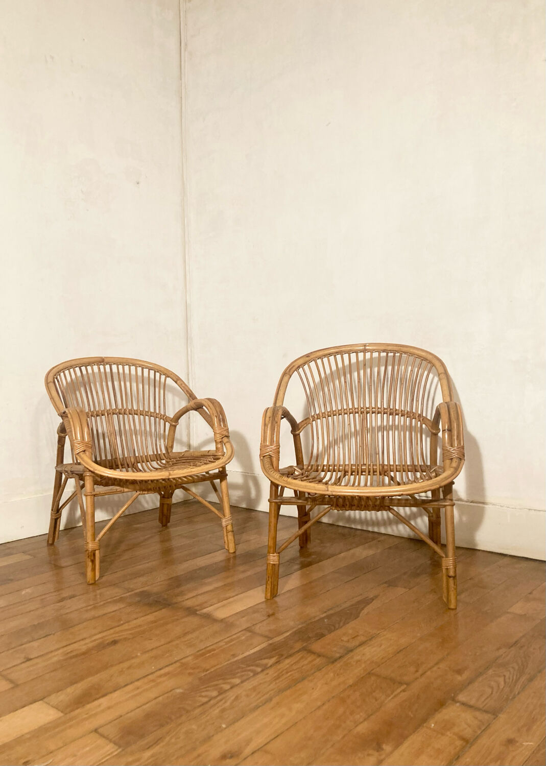 Pair of rattan armchairs