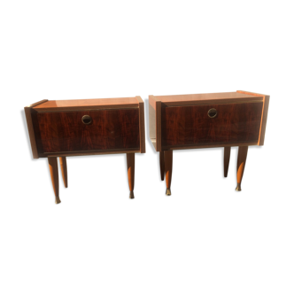 Paire de tables de chevet en acajou des années 60
