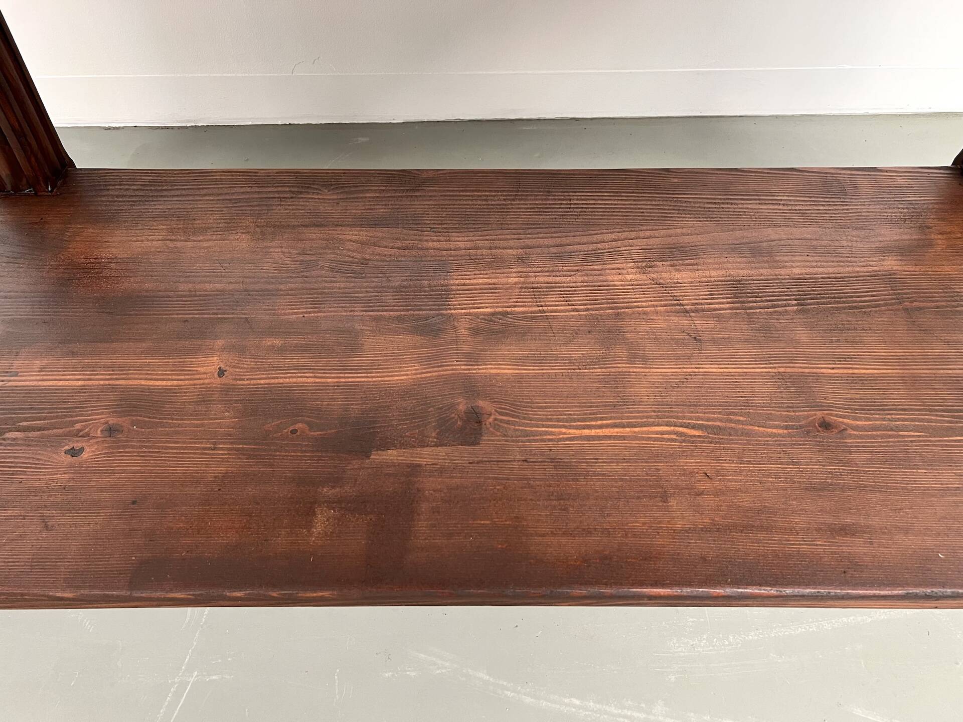 Small pine drapery table from the 1950s