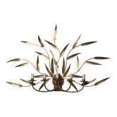 Large wall lamp with golden metal foliage by Ferro Art, 1970s