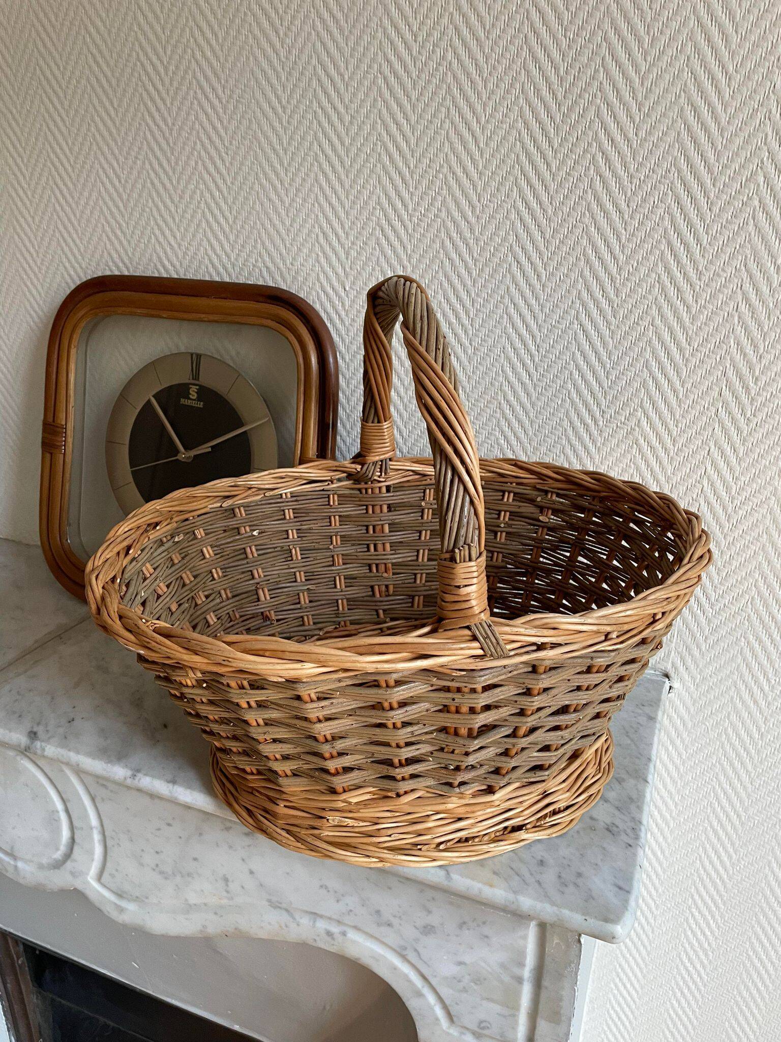 Panier osier gris vert