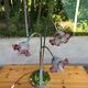 Hollywood Regency flower lamp in chrome steel and glass from the 1970s.
