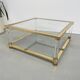 Table basse lucite, laiton et verre années 70