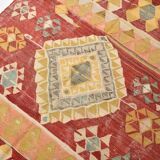 Tapis Kilim turc vintage rouge et vert 4x7 135x210 cm SK 2239