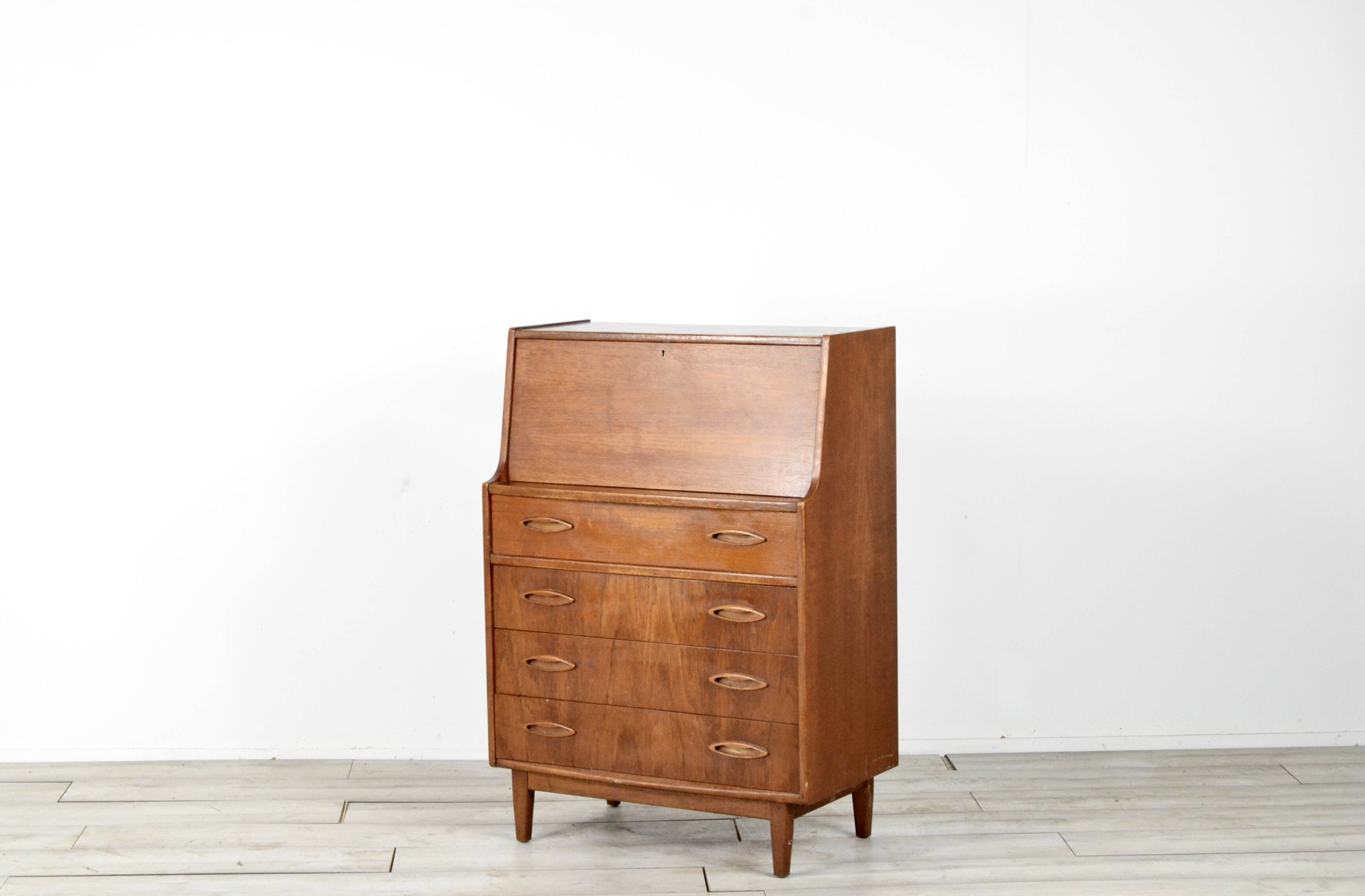 Bureau/armoire vintage en teck de style danois Jentique du milieu du sigle