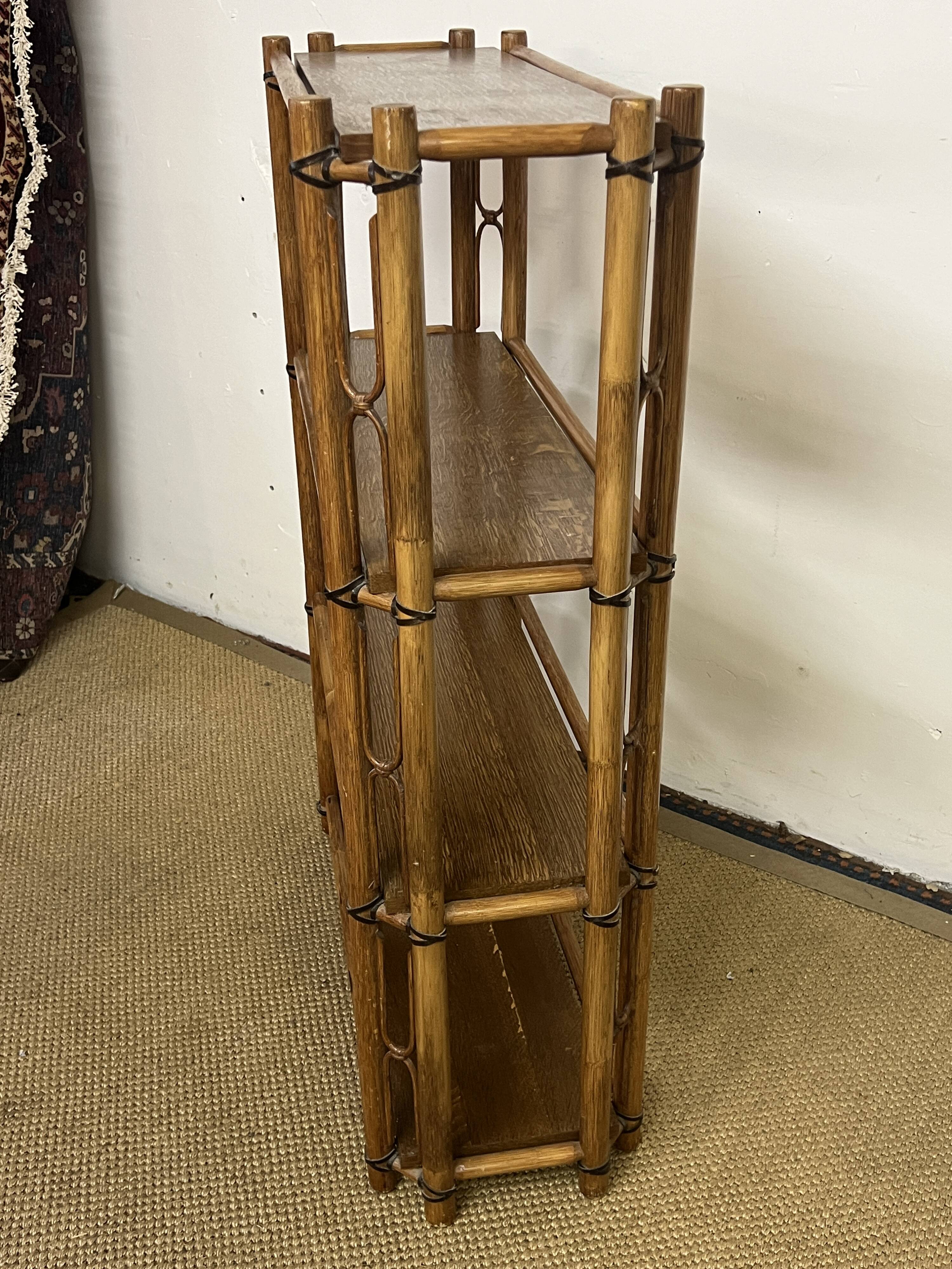 Bamboo and wood bookcase shelf, 1960