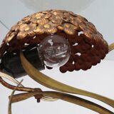 French Hollywood Regency Style Coffee Table with Lightning in Brass Flowers