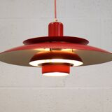 Red vintage Jeka Metaltryk lamp - Danish Modern Design