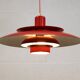 Red vintage Jeka Metaltryk  lamp  -  Danish Modern Design