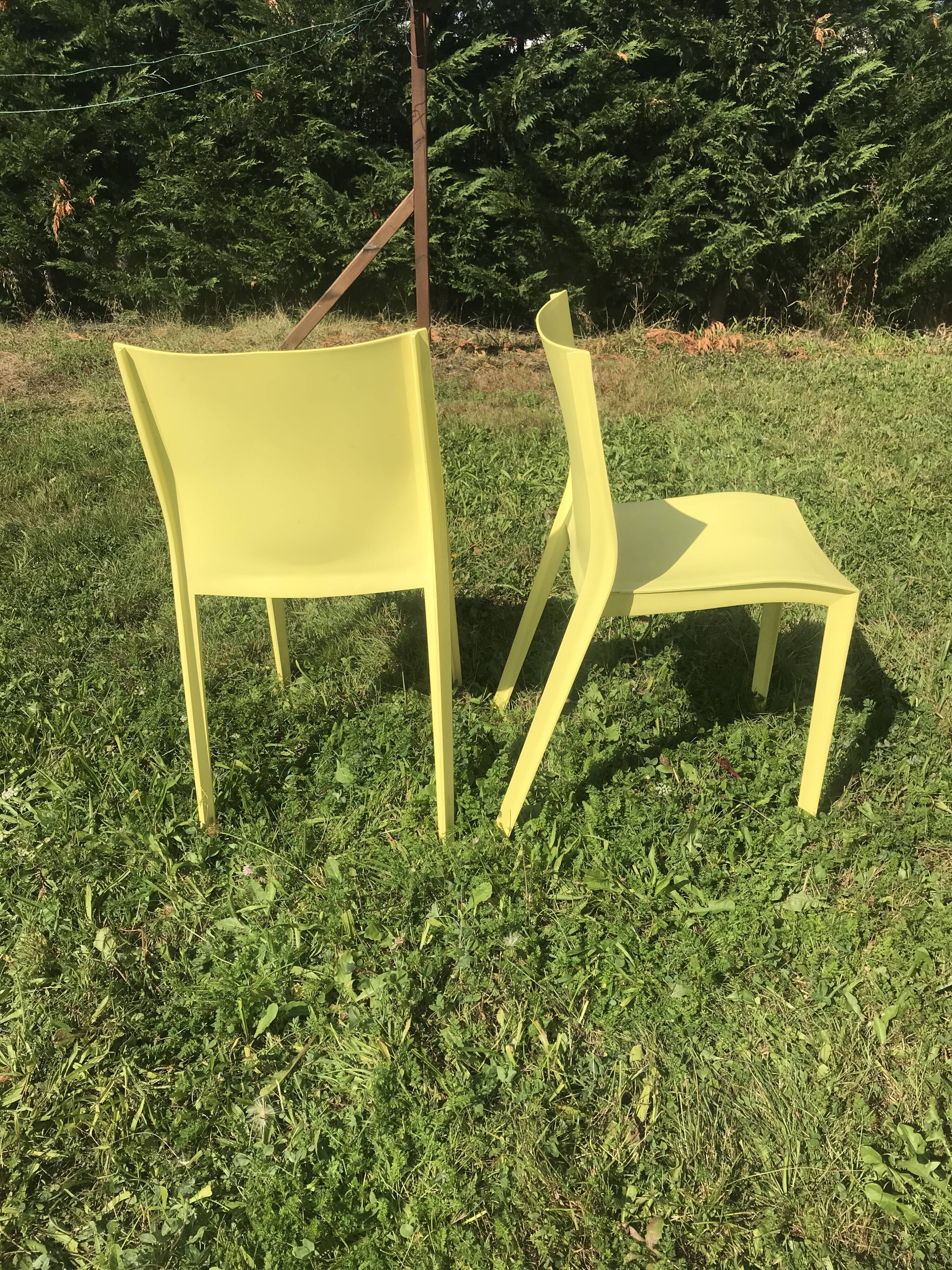 Paire de chaises de Philippe Starck  slick slick jaune