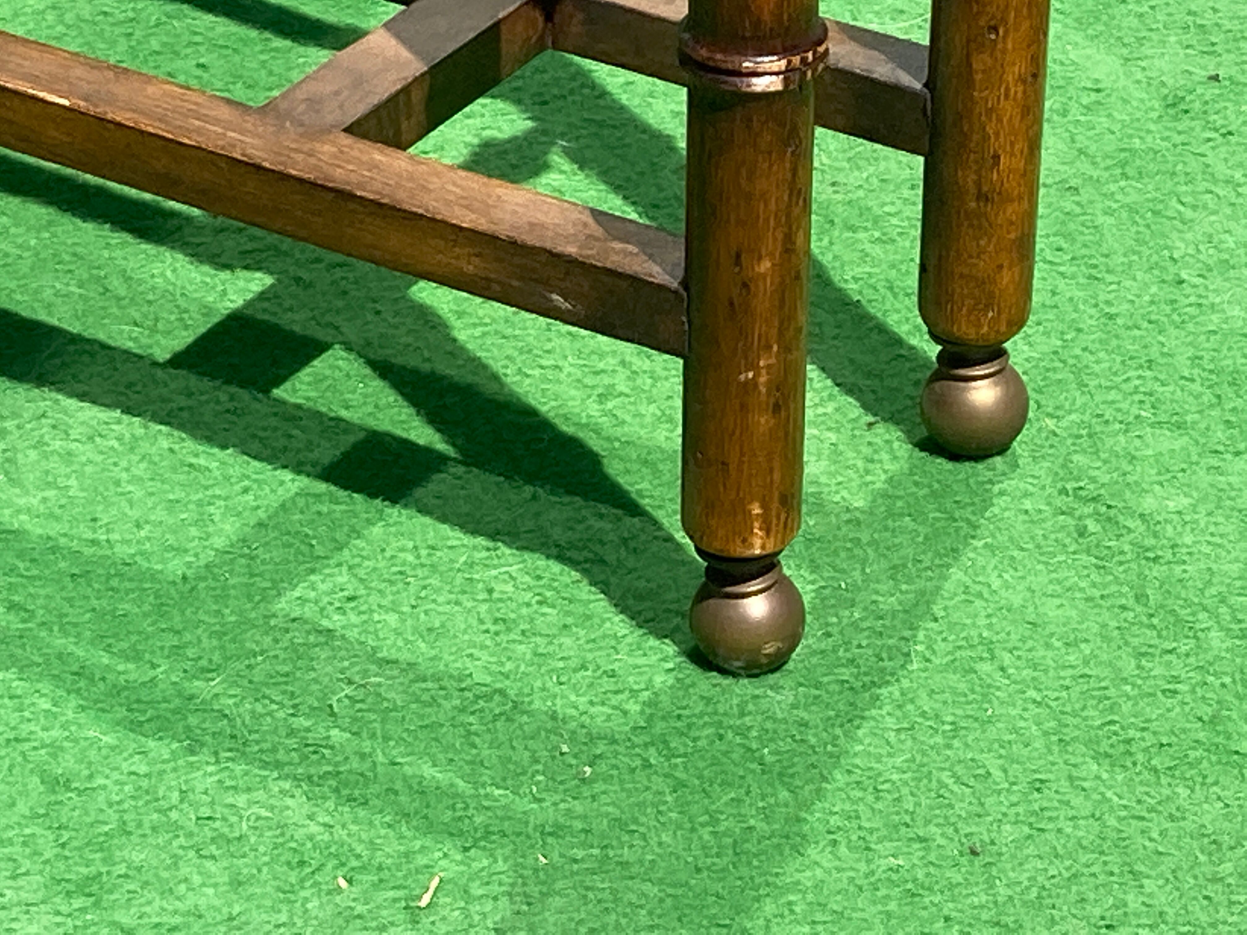 Midcentury Spanish "faux bamboo" coffee tray table with brass top