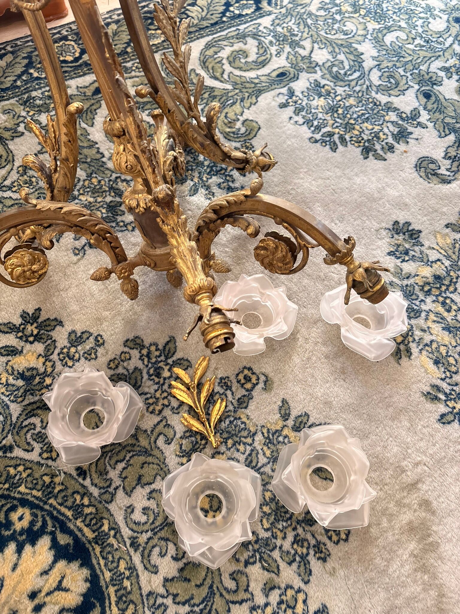 Lustre Bronze Ceiling Light Empire Return Egypt Ram 6 Lights Frosted Glass